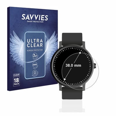 Savvies - Screenprotector voor Horloges (Rond, ø: 38 mm) - Folie Beschermfolie transparant 18 Stuks