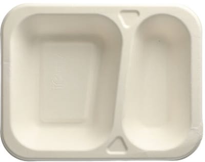 PAPSTAR Menubakken topseal, suikerriet 2-vaks 725 ml 4,2 cm x 18,5 cm x 23,5 cm wit - 600 Stuks (6x100)