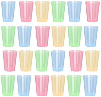Dailygoods- Herbruikbare Bekers 300 ml - Voedselveilige Kunststof - 24 Stuks - Regenboogkleurig - Geschikt voor Vaatwasser - Ideaal voor Feesten - Feestbekers