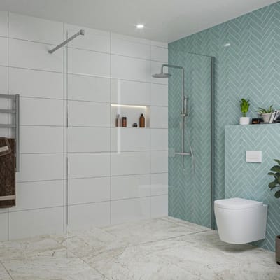 FugaFlow Eccelente Vetro inloopdouche badkamer - 180x200cm - helder glas - wandarm - chroom