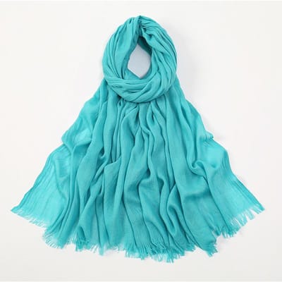 Automne Pashmina en Coton Châle Enveloppe pour Dame Écharpes Chaudes d'Hiver Design Uni Imprimé Foulard Féminin Châles de Plage Écharpe blue