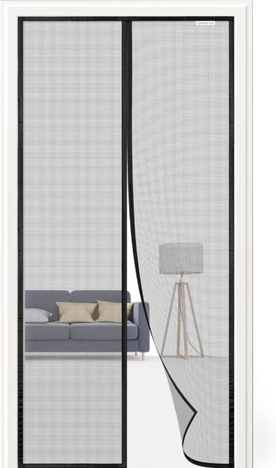 Vliegengaas voor deur, magnetisch, 90 x 200 cm, nieuwste modellen, vliegengaas, balkondeur zonder boren, geschikt voor balkondeuren, vensterdeuren, terrasdeuren. Zwart