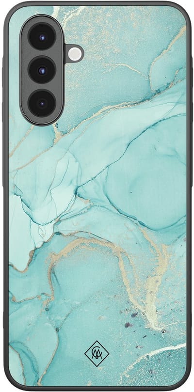 Casimoda® hoesje - Geschikt voor Samsung Galaxy A16 - Marmer mint groen - Zwart TPU Backcover - Marmer - Mint