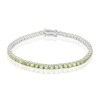 Cavill - Zilveren Armband met 58 Birmese Ronde Peridots - 925 Sterling Zilver - 6,89 ct - Elegante Groene Edelsteen Sieraden voor Dames