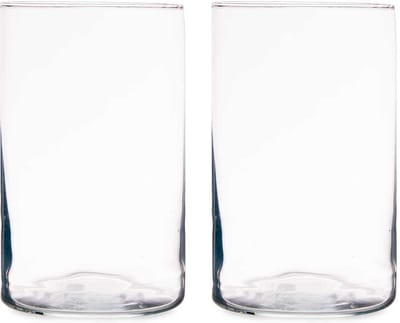 Giftdecor Bloemenvaas - 2x stuks - cilinder vorm - transparant glas - 12 x 20 cm - vaas