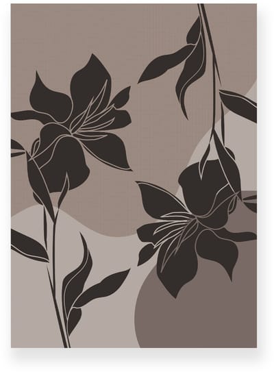Poster 20x30 cm - Lelies - Bloemen - Lichtbruin - Donkerbruin - Japandi - Minimalistisch - Muurdecoratie - Wanddecoratie