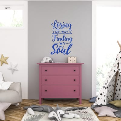 Muursticker - Losing My Way Finding My Soul - 46,4 x 72,8 - Blauw