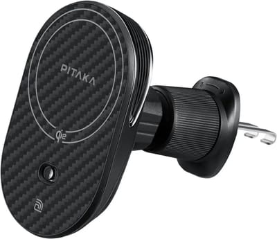 PITAKA MagEZ Car Mount Pro 2 Qi2 - Magnetische Auto Houder Compatibel met MagSafe en Qi2 - NFC Functies - Ventilatierooster - Draadloos Opladen 15W - Zwart
