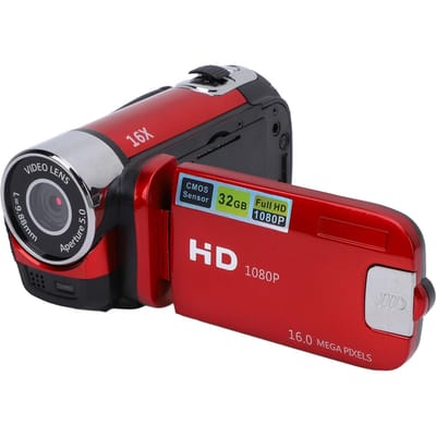 Videocamera met 2,4 inch kleurenscherm invullicht 16MP 1080P 16x digitale zoom anti-shake loop rood