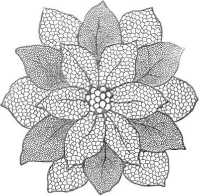 PLACEMAT BLOEM - 44CM - Tafeldecoratie - zilver - Kerst - Tafelen - Voordeel Set 4 Stuks