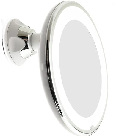 longziming Vergrotende Spiegel met LED Verlichting - 10x Vergroting - Zuignap Make-up Spiegel - 360° Draaibaar - Voor Badkamer & Reizen