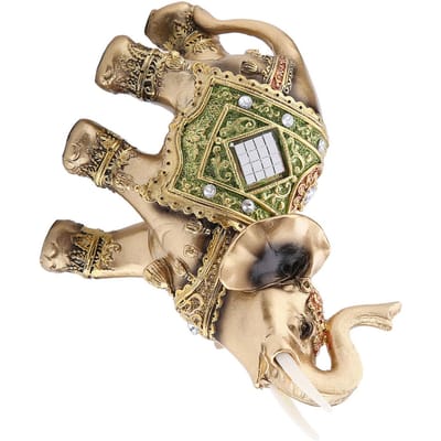 Statue d'éléphant vert porte-bonheur Feng Shui, sculpture, figurine de richesse, cadeau, décoration de la maison Green L Size
