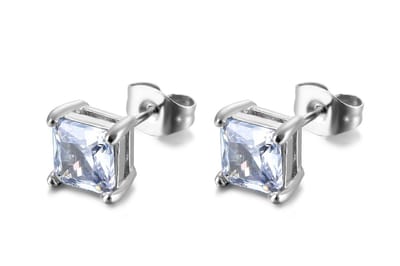 Plux Fashion Vierkante Steker Oorbellen - Zilver - 7mm - Stainless Steel - Heren - Dames - Sieraden - Zilveren Oorbellen - Steker Oorbellen - HipHop Oorbellen - Sieraden Cadeau - Luxe Style - Duurzame Kwaliteit - Moederdag Cadeau