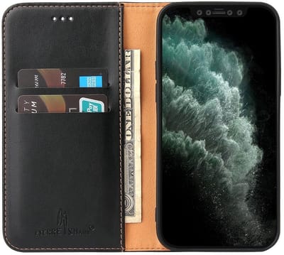 Premium Business Wallet Hoesje geschikt voor iPhone 16 Pro Max - zwart- Luxe Portemonnee - Kaarthouder - Pasjes - Contant geld - Schokbestendig