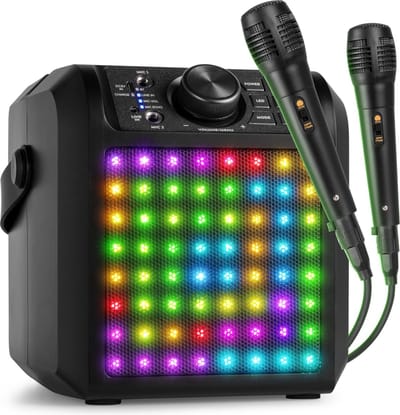 Karaoke set met 2 microfoons - Fenton KAR50B - Met lichteffect en Bluetooth - Voor kinderen - Zwart