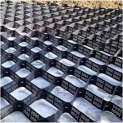 Grind Stabilisator Rooster - Geogrid Bodem Rooster - Oprit Aanleggen - Hoge Stabiliteit - 10 cm Hoog - Zwart