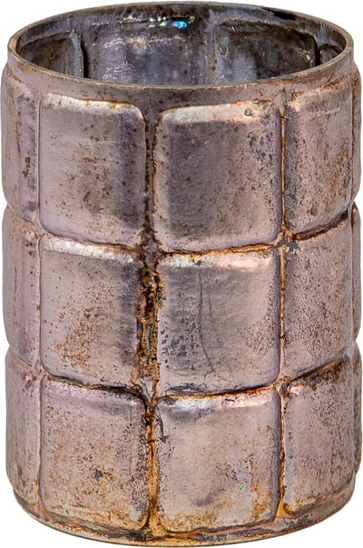 Clayre & Eef Theelichthouder Ø 7x9 cm Zilverkleurig Glas