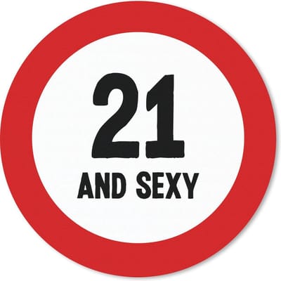 Muismat rond 20x20 cm - Mousepad Jubileum - 21 Jaar verjaardag - Rood - Wit - Ronde muismatten
