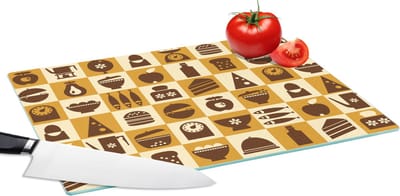 Glazen Snijplank - 39x28 - Keuken - Koken - Vintage - Patronen - Snijplanken Glas