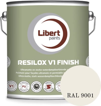 Libert Resilox V1 Finish – Ultramatte Siloxaan Gevelverf – Waterdampdoorlatend & Waterafstotend – Crèmewit RAL 9001 – 2,5L