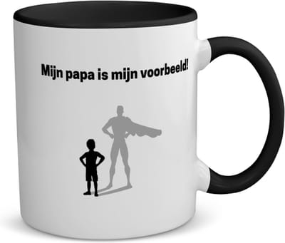 Akyol - mijn papa is mijn voorbeeld koffiemok - theemok - zwart - Vader - goede voorbeeld papa - vader cadeautjes - vaderdag - verjaardag - geschenk - kado - vader artikelen - 350 ML inhoud