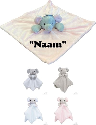 Soft Touch Knuffeldoekje Olifant Met Naam-persoonlijk kraamcadeau 36 x 36 Cm BC36 Kleur: Roze