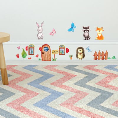 Muurstickers - Bosdieren - Transparante achtergrond - 50x150cm