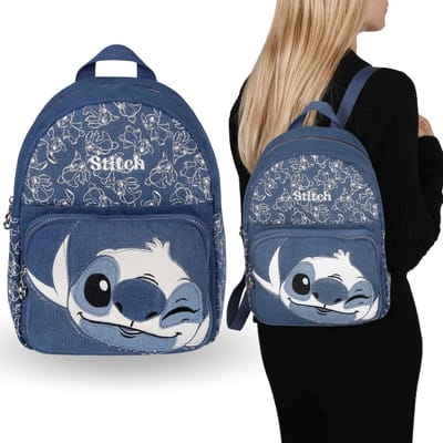 Disney Stitch Denim Rugzak, Kleine Stadsrugzak 31x24x12 cm Voor de zomer en uitstapjes