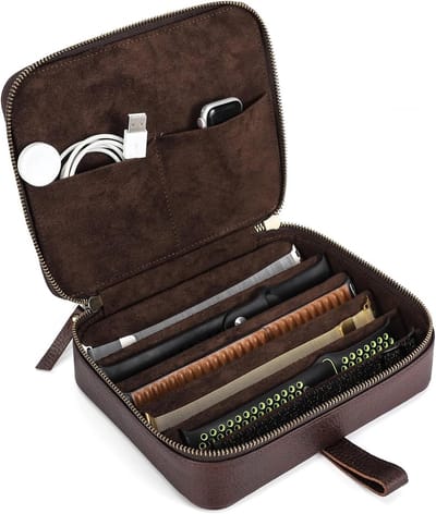 Horlogebandjes Case Organizer - Lederen 6 Horlogebanden - Travel Case met Handvat - Draagbare Horloge Band Opbergdoos - Geschikt voor Apple Watch - Mechanische Horloge Bands