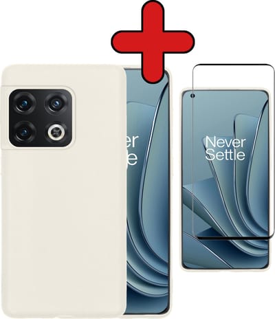 Hoesje - Met Screenprotector - Geschikt voor OnePlus 10 Pro - Sterk & Shockproof - Telefoon Hoes - Back Cover - Siliconen Case - Telefoonhoes - Wit