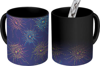 Magische Mok - Foto op Warmte Mokken - Koffiemok - Vuurwerk - Digitaal - Patronen - Magic Mok - Beker - 350 ML - Theemok