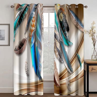 3D Modern Printen Gouden Bloemen Raamgordijnen Details Diepe Portiek Woonkamer Decoratief Slaapkamer Koffie Draperieën 173W183H(CM)68x72in&Grommet Top