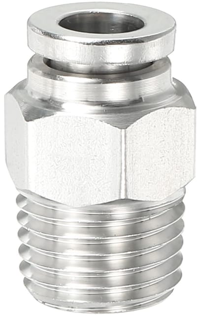 Dailygoods- Push Fitting 1/4" Buis OD - 1/4" NPT Buitendraad - Rechte Fitting - 304 Roestvrij Staal - Gereedschapsvrij - Duurzaam - Pneumatische Fitting