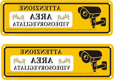 Bewakingsborden - Camerabewaking Stickers - Veiligheid Vergroten - Roestvrij Aluminium - 25 x 8 cm - Zilver