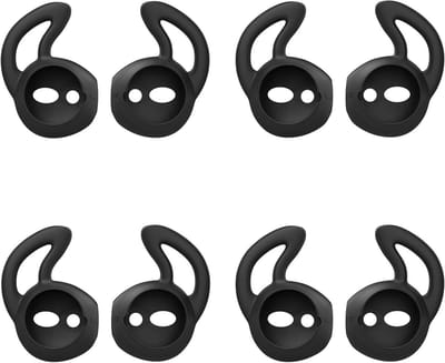 Siliconen Eartips voor Apple AirPods en EarPods - 4 Paar Zachte, Antislip Sport Oordopjes met Oorhaak en Bescherming - Zwart