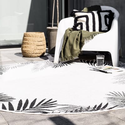 Rond Buitenkleed Leaf - Zwart - dubbelzijdig - EVA Interior - Rond 240 Ø - (XXL