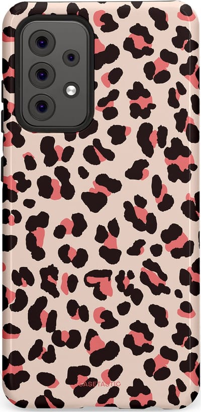 Casetastic hoesje geschikt voor Samsung Galaxy A52 (2021) 5G / Samsung Galaxy A52 (2021) 4G - Dubbellaagse bescherming - Tropische Panter - Fashion Case - Zand Zwart Koraal