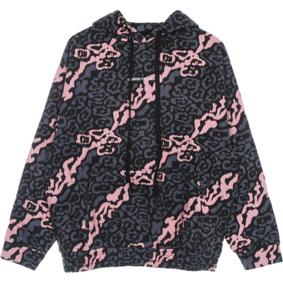 Lichtgewicht sweatshirt met capuchon voor heren, geheel luipaardhoodie, roze/grijs