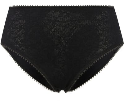 Ulla Popken - Dames - Midislip jacquard-patroon - Zwart - Maat 54+