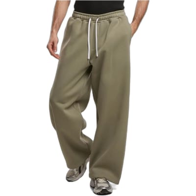Urban Classics - Fluffy Wide Leg Heren joggingbroek - S - Olijfgroen
