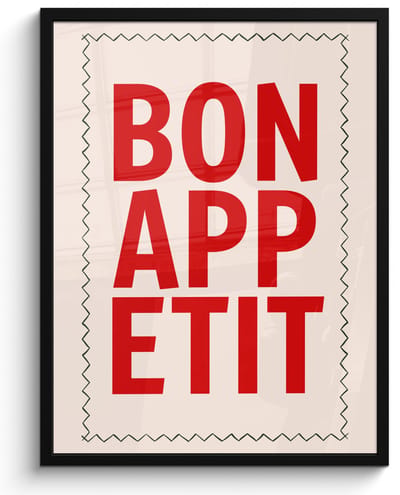 Poster in lijst - Fotolijst 60x80 cm - Posters - Blokletters - Rood - Kartelrand - Posterlijst zwart - Decoratie - Wanddecoratie woonkamer - Muurdecoratie slaapkamer