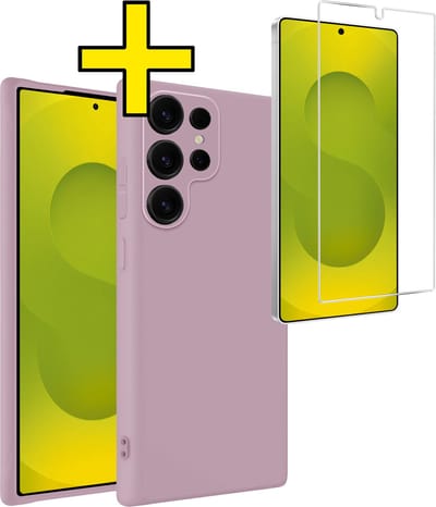 Hoesje - Met Screenprotector - Geschikt voor Samsung Galaxy S25 Ultra - Sterk & Shockproof - Back Cover - Siliconen Case - Telefoon Hoes - Telefoonhoesjes - Lila