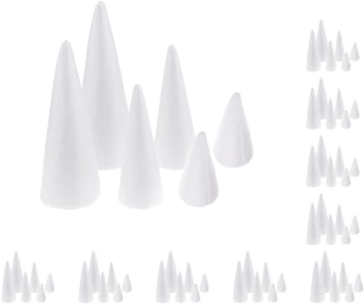 Schuim Kegels Set - Piepschuim Ambachten - Doe-het-zelf Projecten - Inclusief 3 Maten - 7 11 15 cm - Wit