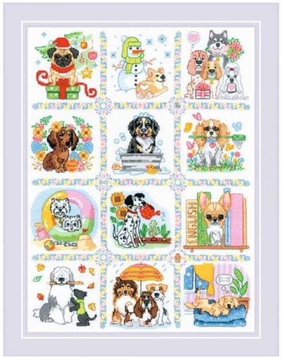 Borduurpakket Honden Kalender