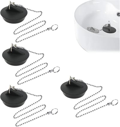 Rubberen Afvoerpluggen 4-Pack - Stop Voor Bad, Keuken en Badkamer, Compatibel met Warm en Koud Water, Zwart