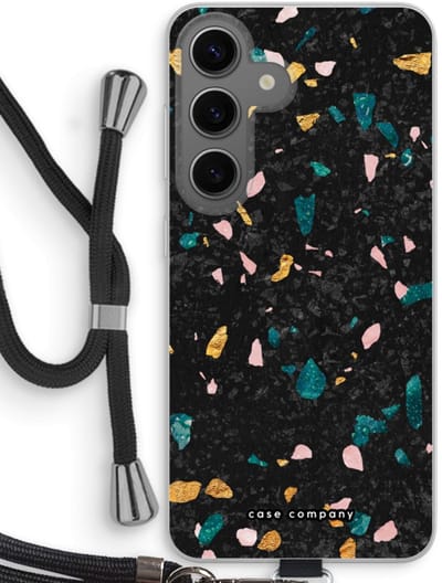Case Company® - Hoesje met koord geschikt voor Samsung Galaxy S24 hoesje met Koord - Terrazzo N°10 - Telefoonhoesje met Zwart Koord - Bescherming aan alle Kanten en Over de Schermrand