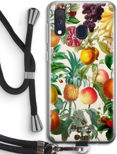 Case Company® - Hoesje met koord geschikt voor Samsung Galaxy A40 hoesje met Koord - Classic Flora - Telefoonhoesje met Zwart Koord - Bescherming aan alle Kanten en Over de Schermrand