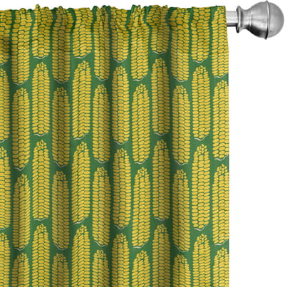 ABAKUHAUS Geometrische Voorhangen – 2x75x245 – Mikrofaser – Geelgroen