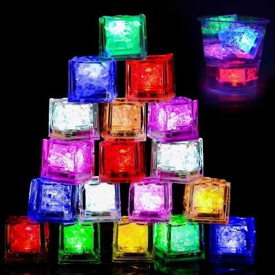 Dailygoods- LED-IJsblokjes 18 Stuks - Lichtgevende IJsblokjes - Herbruikbaar - Kleurrijk - Flash Ice Cube - Voor Dranken/Babybadspeelgoed