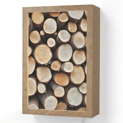 Wandlamp 20x30 cm - Oplaadbaar - Hout - Boomstammen - Textuur - Wandlampen binnen woonkamer - Slaapkamer lamp met kabel - Decoratieve nachtlamp - Vloerlamp snoer